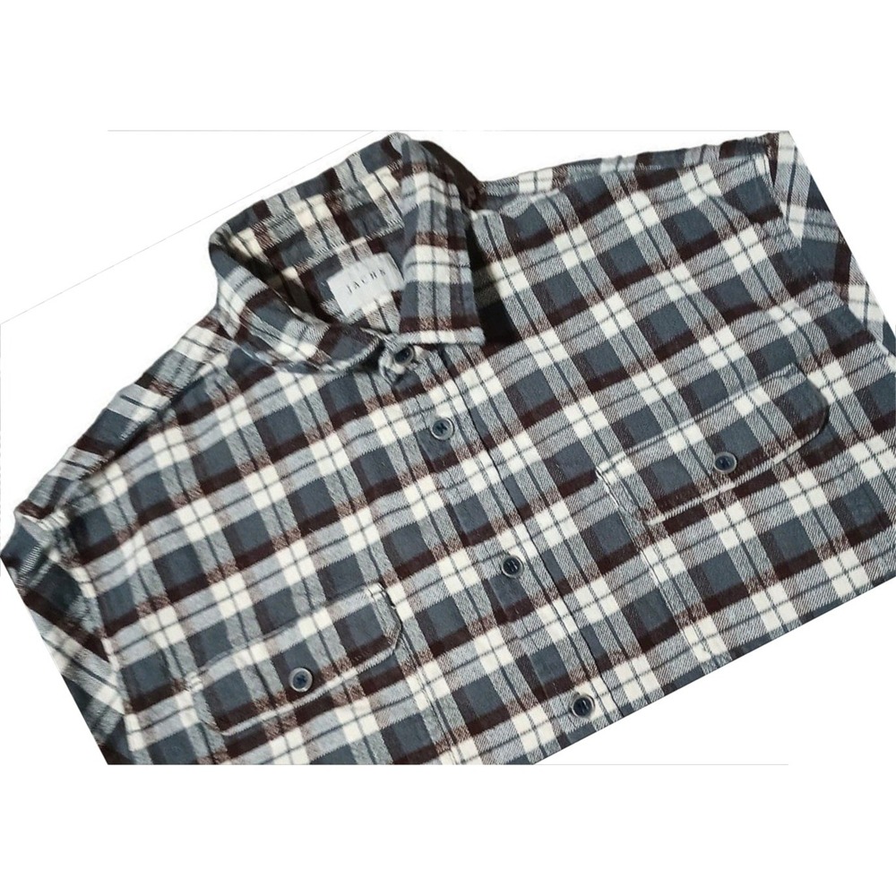Lumberjack Jachs Plaid Flannel Shirt Mens 2XL Blue White Checkered Long Sleeve